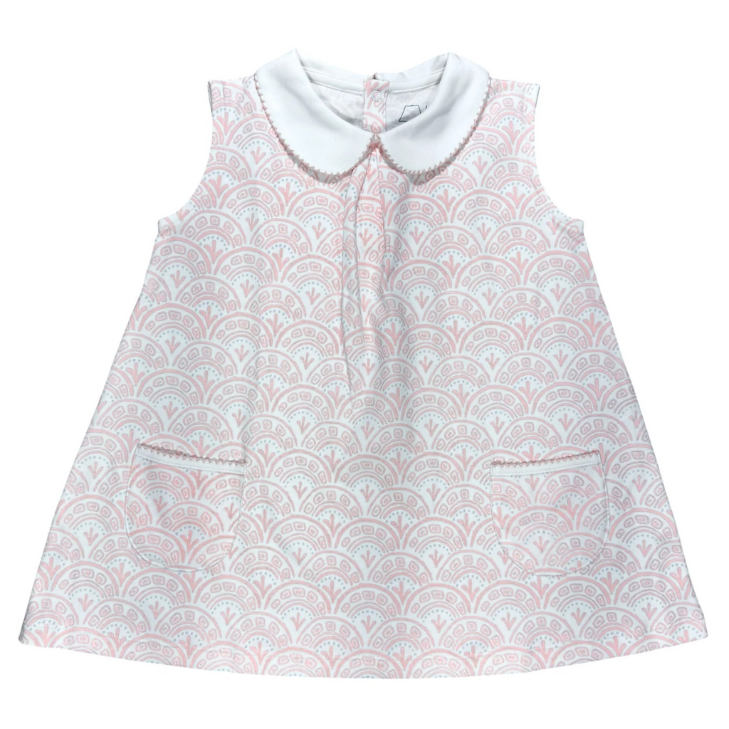 Robe tournante rose à poches festonnées pour fille
