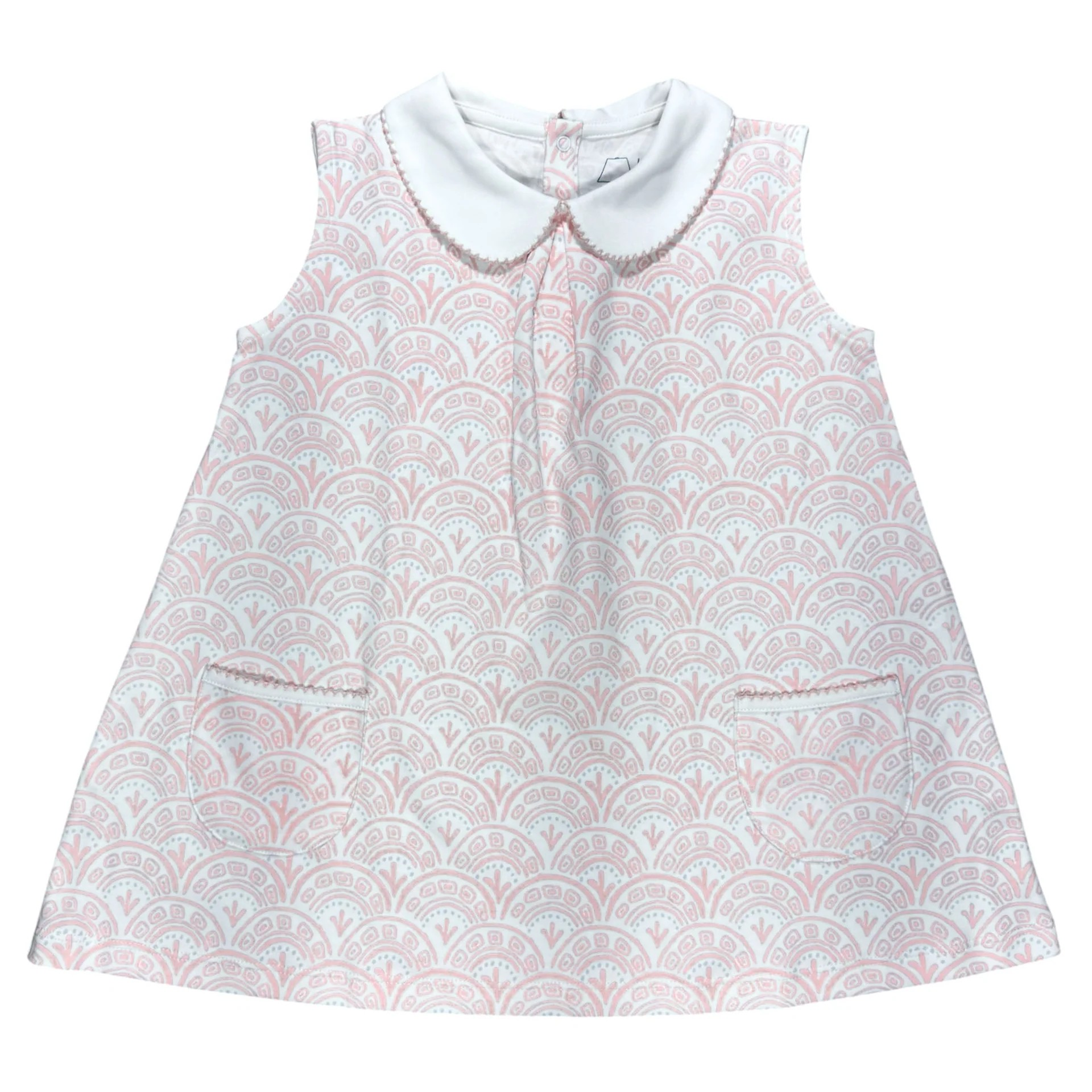 Robe tournante rose à poches festonnées pour fille