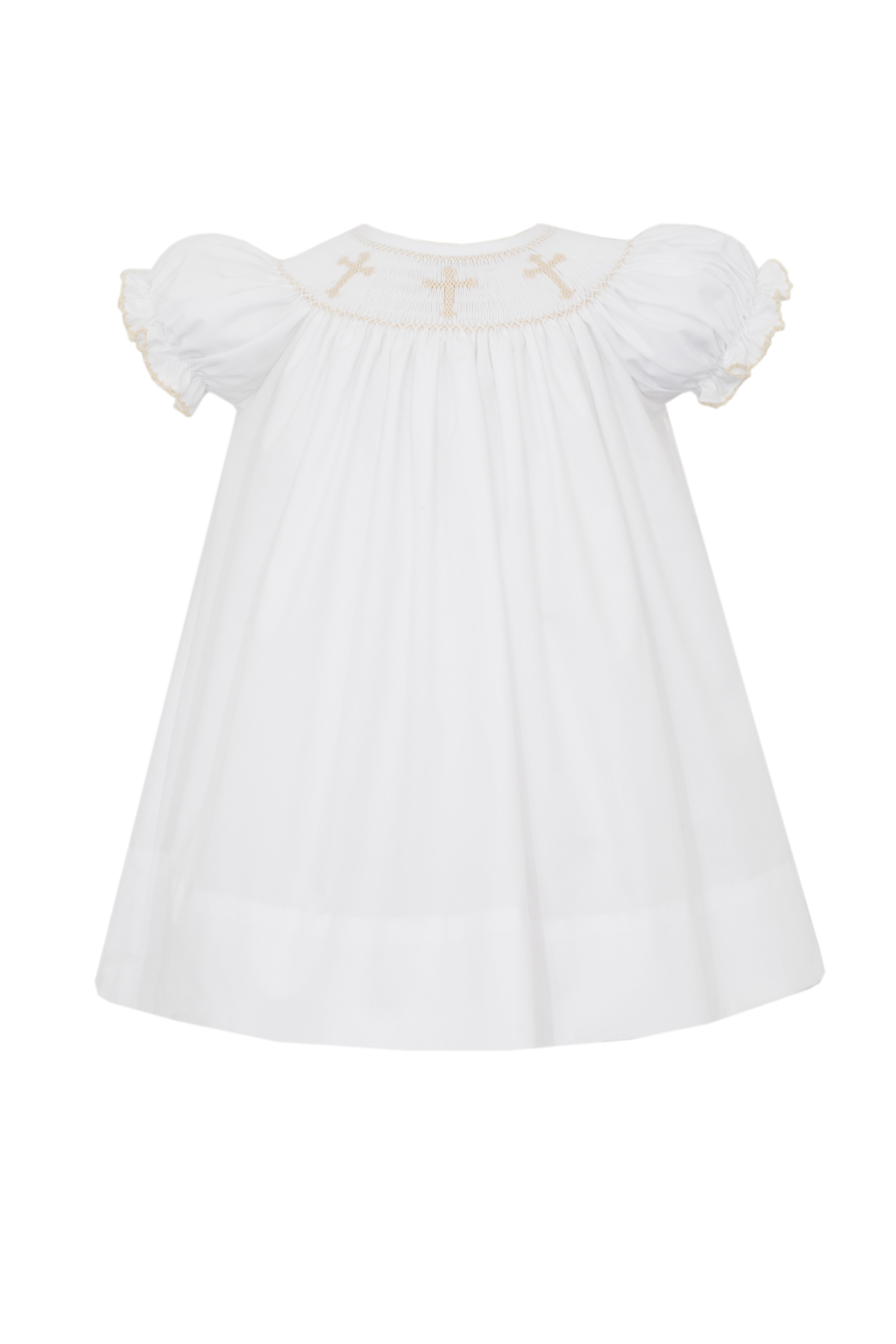 Robe d'évêque blanche avec croix dorées brodées