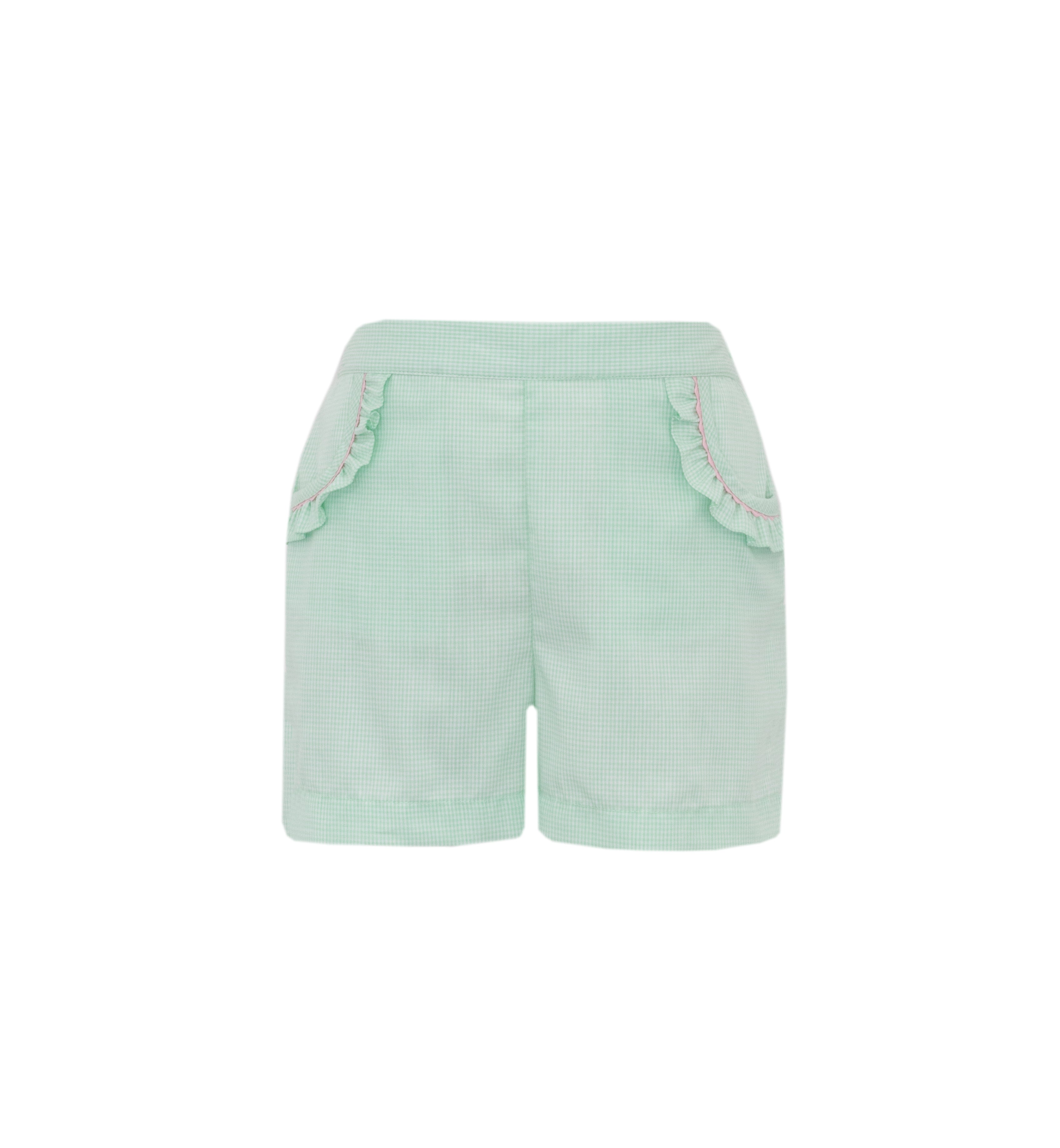 Short vert à carreaux vichy pour fille