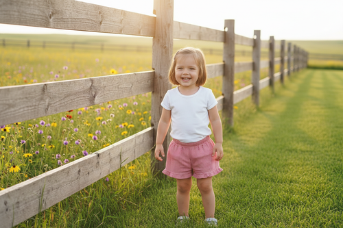 Emma's Gingham Shorts - Farm Scene