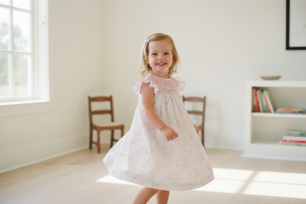 Girls Lila Birthday Bishop Dress - 室内场景