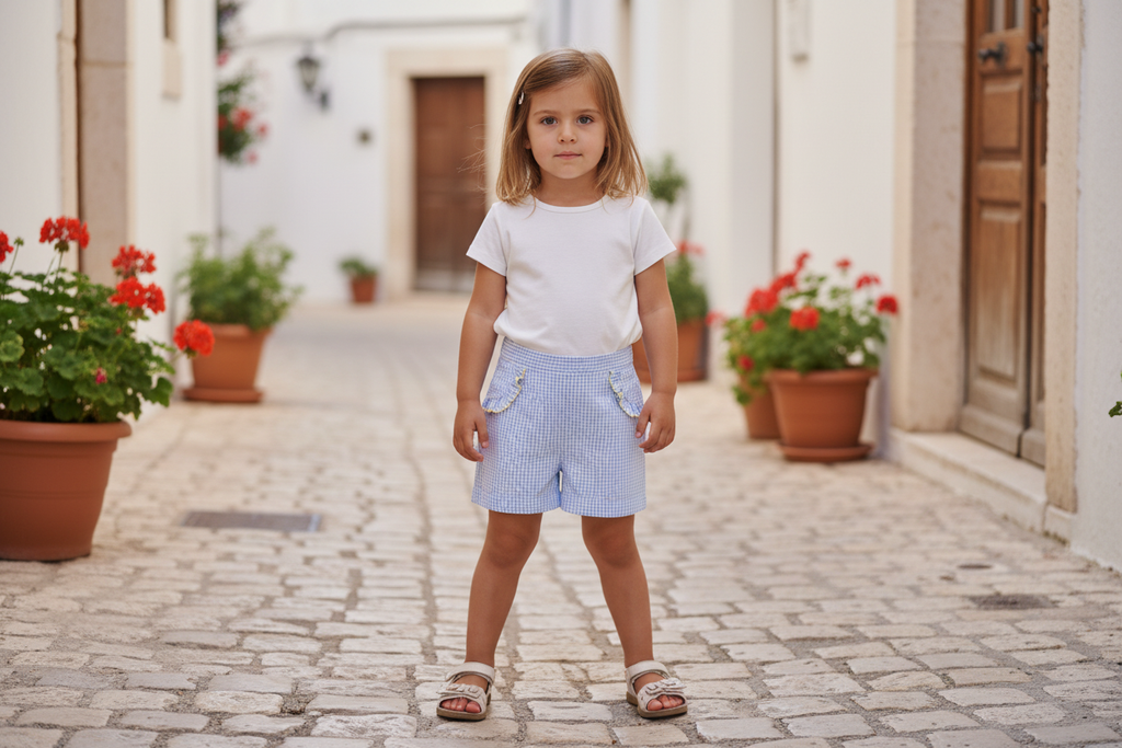 Girls Seersucker Check Shorts - Full Display