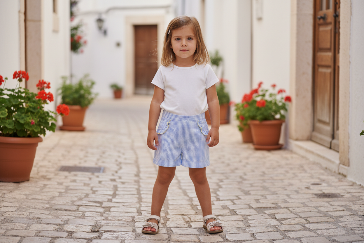 Girls Seersucker Check Shorts - Full Display