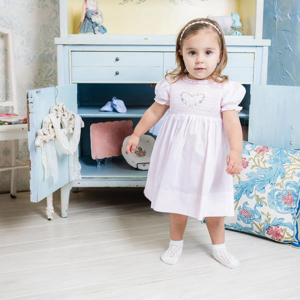 Robe smockée Cœur pour fille