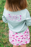 T-shirt manches longues Pro Performance pour fille, coloris Blue Surf avec Pink Camo