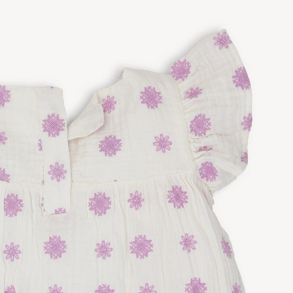 Robe en coton brodée lilas