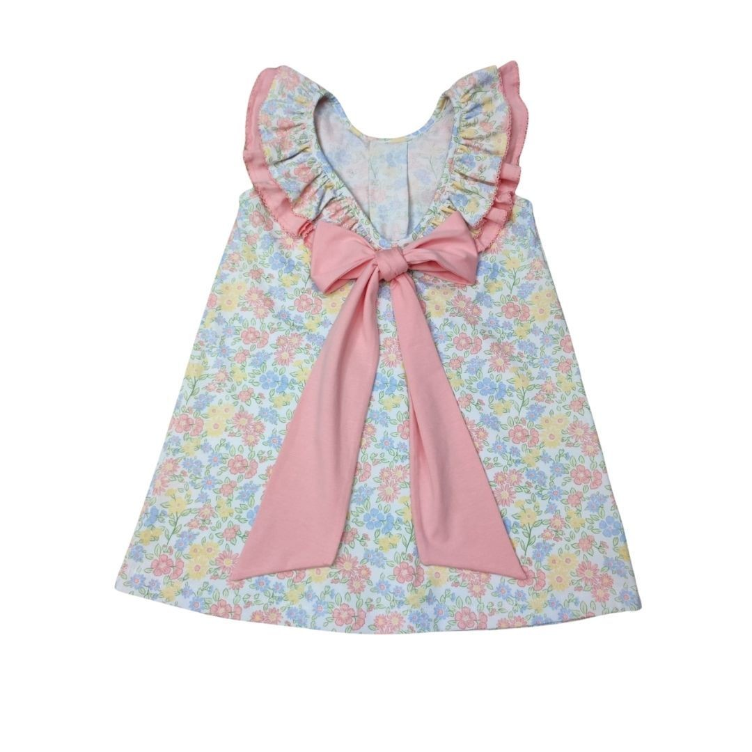Robe florale pastel avec nœud au dos