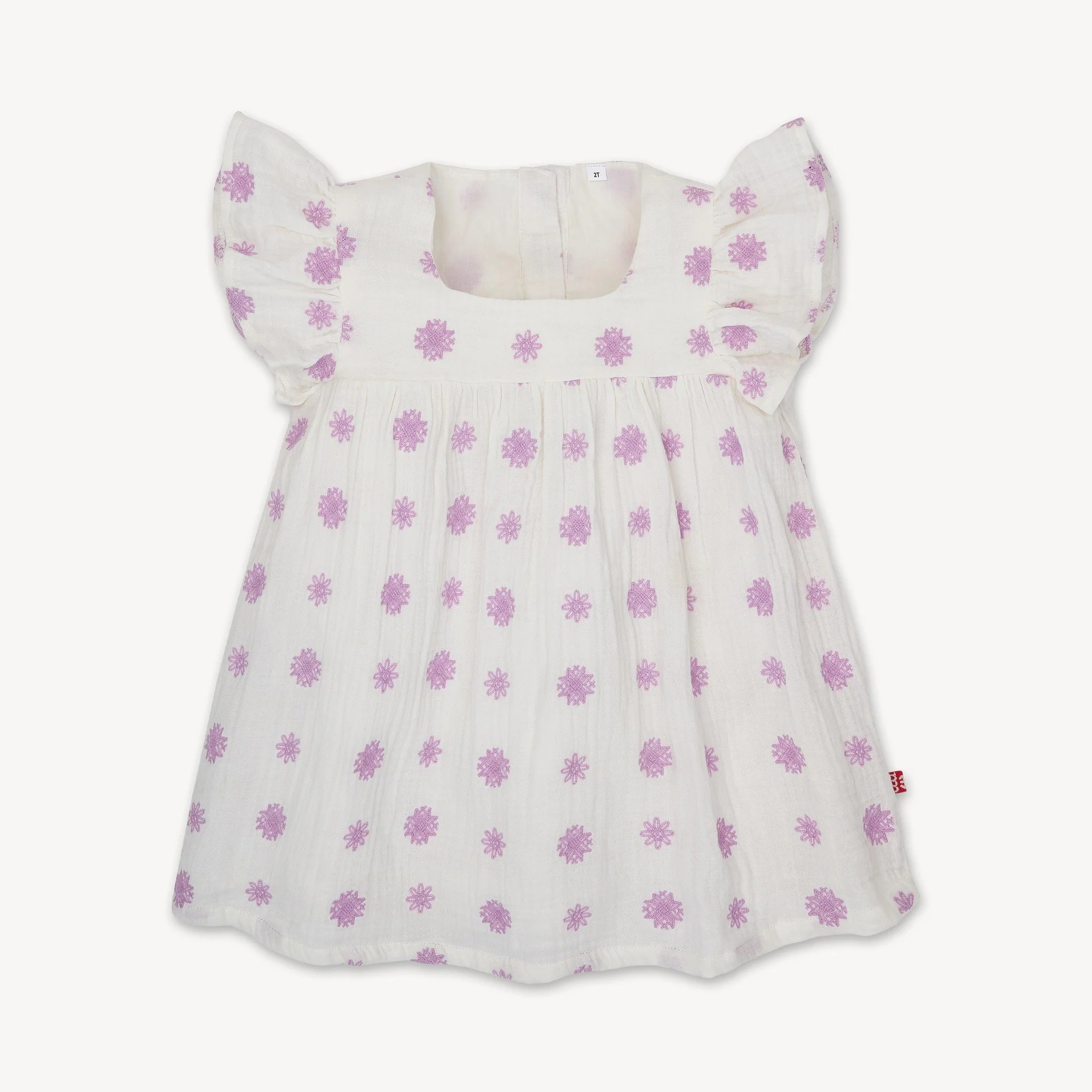 Robe en coton brodée lilas